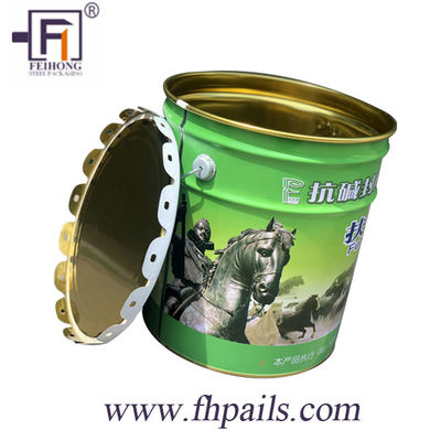 سطل روغن فلزی ۵ گالن با پوشش پیچ و تاب