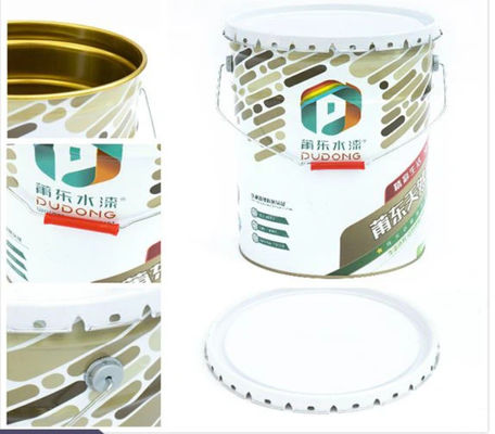 سطل روغن فلزی 5 گالن گرد با پوشش و گاسکت لاستیکی